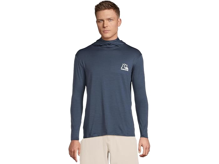 (取寄) クイックシルバー メンズ DNA ロゴ サーフ ロング スリーブ フーデット サーフ ティー Quiksilver men DNA Logo Surf Long Sleeve Hooded Surf Tee Navy Heather