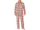 (取寄) パジャマラマ メンズ プレイド クラシック - コージー ジャージ ロング ノッチ Pj Pajamarama men Plaid Classic - Cozy Jersey Long Notch PJ White/Red Plaid