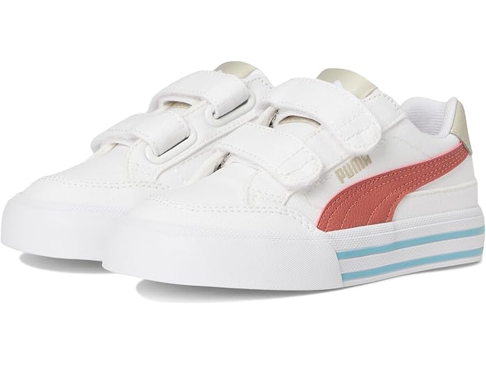 (取寄) プーマ キッズ キッズ コート クラシック バルク フック アンド ループ シューズ (トドラー/リトル キッド) PUMA Kids kids Court Classic Vulc Hook And Loop Shoes (Toddler/Little Kid) White/Exotic Red