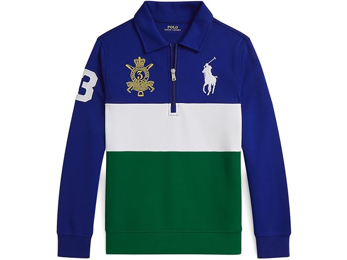 (取寄) ラルフローレン キッズ ボーイズ ビッグ ポニー ダブルニット カラード スウェットシャツ (ビッグ キッド) Polo Ralph Lauren Kids boys Big Pony Double-Knit Collared Sweatshirt (Big Kid) Classic Azure Multi