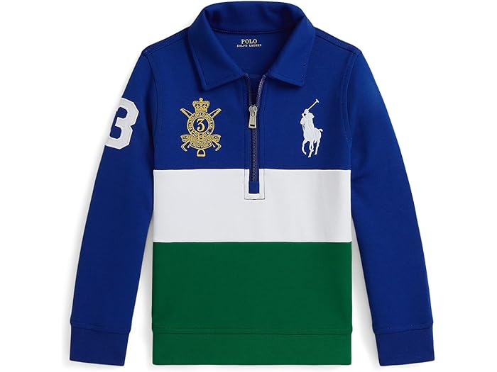 (取寄) ラルフローレン キッズ ボーイズ ビッグ ポニー ダブルニット カラード スウェットシャツ (トドラー/リトル キッド) Polo Ralph Lauren Kids boys Big Pony Double-Knit Collared Sweatshirt (Toddler/Little Kid) Classic Azure Multi