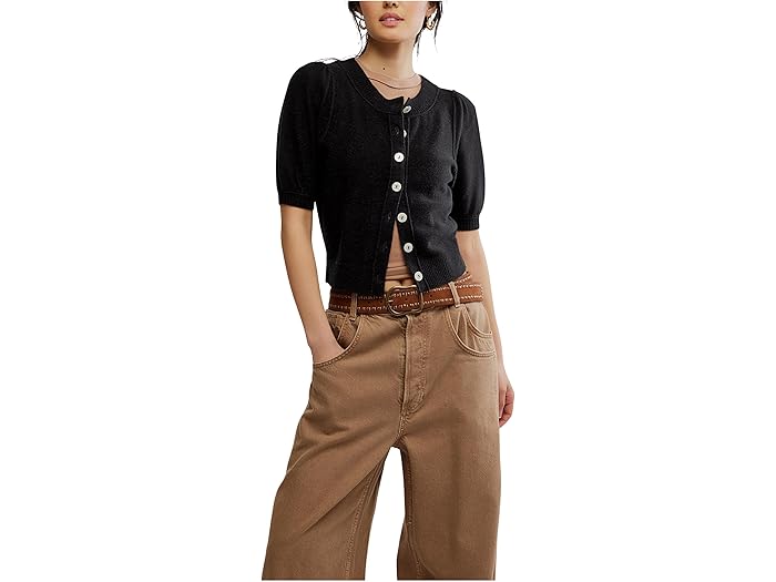 (���) �ե꡼�ԡ��ץ� ��ǥ����� ������ ����å� ����ǥ� Free People women Isla Solid Cardi Velvet Black