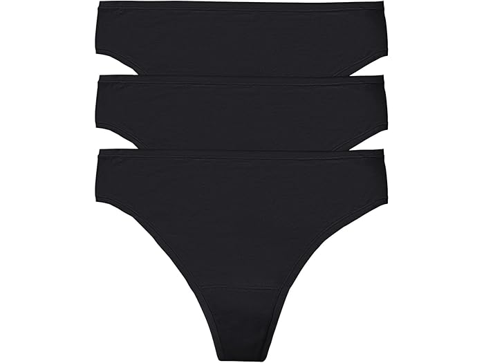 (取寄) ナトリ レディース ブリス ベア コットン トング 3-パック Natori women Bliss Bare Cotton Thong 3-Pack Black