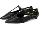 (取寄) ヴィンスカムート レディース スタデッド キトン ヒール Tストラップ フラッツ ミュール Vince Camuto women Valkie Studded Kitten Heel T-strap Flat Mule Black