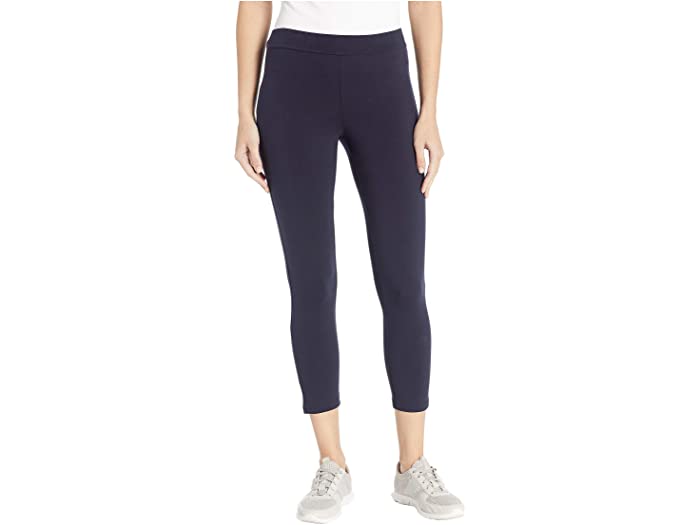 () q[ fB[X Ch EGXgoh ubNEAEg Rbg Jv MX HUE women HUE Wide Waistband Blackout Cotton Capri Leggings Navy