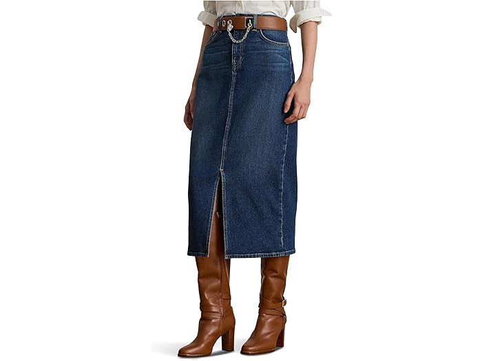 (取寄) ローレン ラルフローレン レディース デニム ミディ スカート Lauren Ralph Lauren women Denim Midi Skirt ...