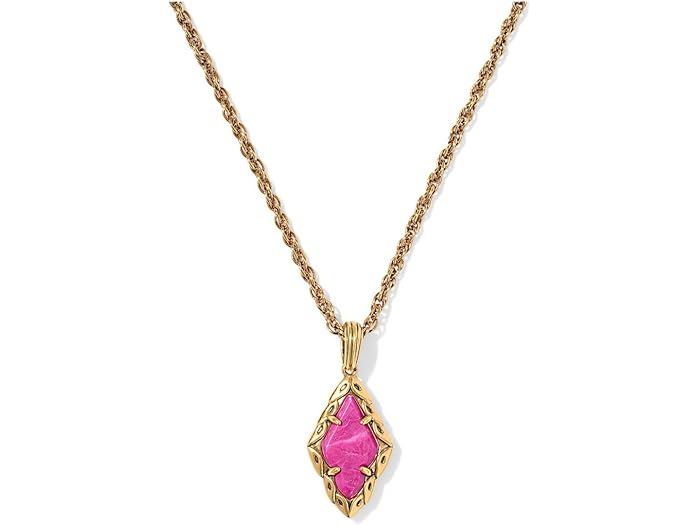 (取寄) ケンドラスコット レディース アデリーヌ ショート ペンダント ネックレス Kendra Scott women Adeline Short Pendant Necklace Vintage Gold Dark Fuchsia Variegated