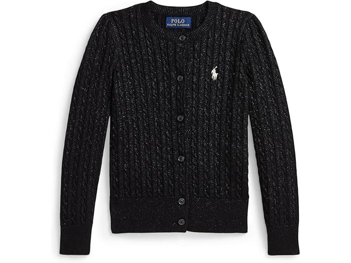 (取寄) ラルフローレン キッズ ガールズ メタリック ミニ-ケーブル カーディガン (トドラー/リトル キッド) Polo Ralph Lauren Kids girls Metallic Mini-Cable Cardigan (Toddler/Little Kid) Black
