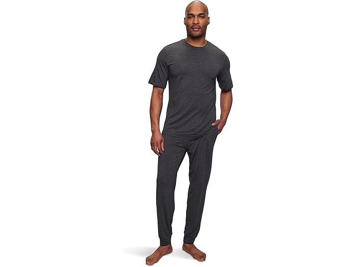 楽天スウィートラグ（取寄） エバージェイ メンズ ヘンリー ショート スリーブ パンツ Pj セット Eberjey men Henry Short Sleeve Pant Pj Set Charcoal Heather