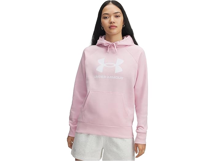 (取寄) アンダーアーマー レディース ライバル フリース ビッグ ロゴ ブーディ Under Armour women Rival Fleece Big Logo Hoodie Prime Pink/White