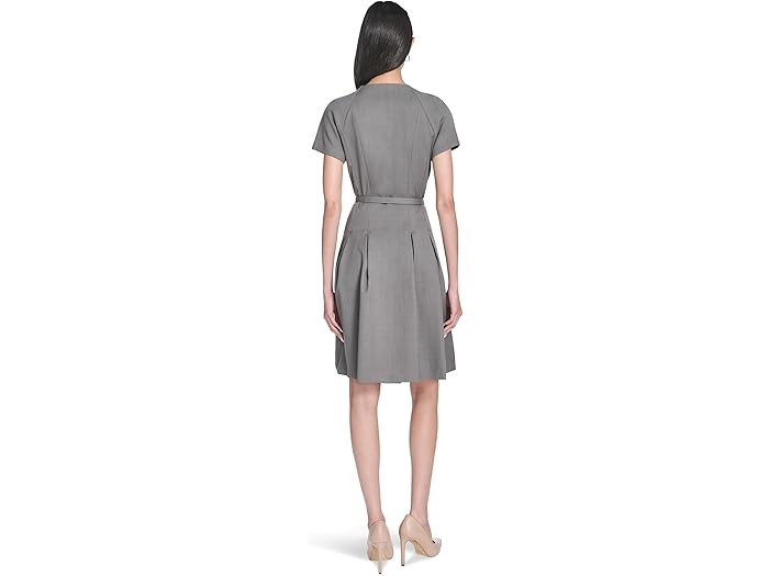 (取寄) カルバンクライン レディース メランジュ スーティング ベルテッド Aライン Calvin Klein women Melange Suiting Belted Aline Granite