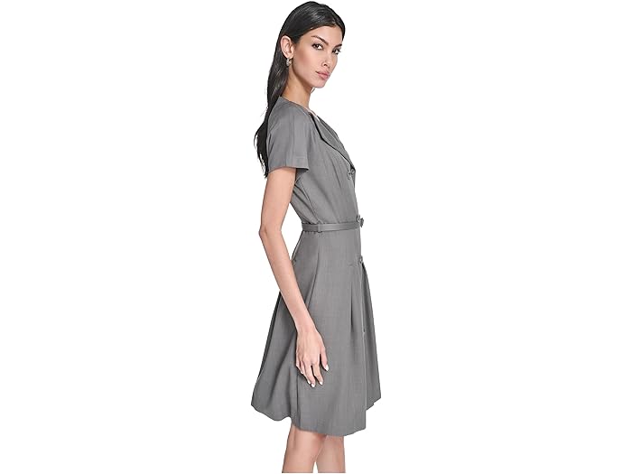 (取寄) カルバンクライン レディース メランジュ スーティング ベルテッド Aライン Calvin Klein women Melange Suiting Belted Aline Granite