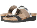(取寄) ナオト レディース フランキー Naot women Frankie Silver Mirror Leather/Gloss Black Stretch/Khaki Patina Elastic