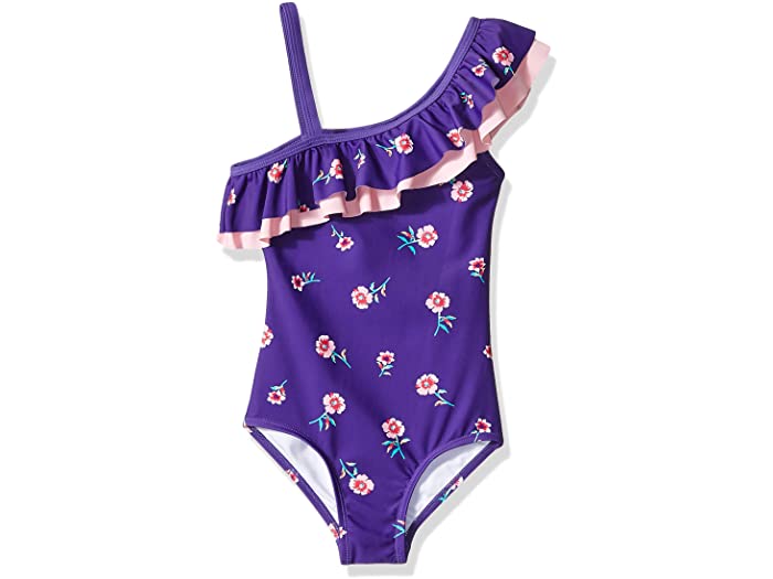 (取寄) カヌ サーフ ガールズ モルガン フローラル ラッフル ワンショルダー ワンピース スイムスーツ (リトル キッズ/ビッグ キッズ) Kanu Surf girls Morgan Floral Ruffle One-Shoulder One-Piece Swimsuit (Little Kids/Big Kids) Purple