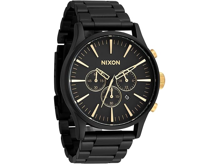 ■商品詳細■ブランドNixon ニクソン■商品名Nixon Sentry Chronoセントリー クロノ■商品状態新品未使用・並行輸入品■色Matte Black/Gold■詳細テーパード構造の23-20mmステンレススチール3リンクブレスレット。-クラシックなNixon時計へのパフォーマンスアップグレード。-カスタムソリッドステンレススチールケース。-ダイヤル機能：適用されたインデックス。印刷された秒トラック。カスタム成形針。-硬化したミネラルクリスタル。-測定：ケースの高さ：42 mmケースの幅：42 mmケースの奥行き：12 mmバンドの幅：19 01 mmバンドの周囲/長さ：8インチ重量：4.6オンス-ミヨタジャパニーズクォーツ6針クロノグラフムーブメント、24時間サブダイヤル、4時間の日付表示。-マイクロアジャスト付きステンレススチールダブルロッキングクロージャー。-エナメルフィル、ステンレススチールスクリューダウンケースバック、スプリングピンラグを備えたトリプルガスケットクラウン。-100メートルまでの耐水性。■備考(取寄) ニクソン メンズ セントリー クロノ Nixon men Sentry Chrono Matte Black/GoldNixon ニクソン 腕時計 メンズ ウォッチ 時計 Watch ブランド ファッション zp-9902179and more...