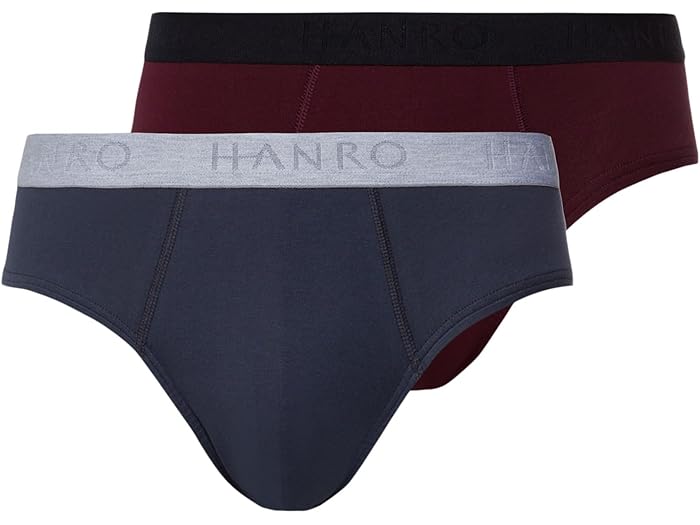 (取寄) ハンロ メンズ コットン エッセンシャル 2-パック ブリーフ Hanro men Cotton Essentials 2-Pack Brief Barolo/Ombre Blue