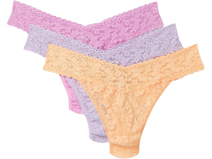 (取寄) ハンキー パンキー レディース シグニチャー レース ロウ ライズ トング 3-パック Hanky Panky women Signature Lace Low Rise Thong 3-Pack Apricot Crush Orange/Drifting Horizon Pink/Cool Lavender