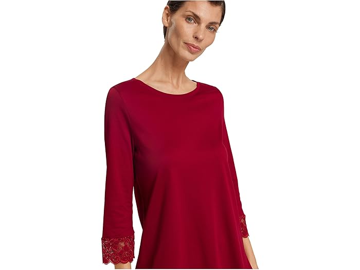 (���) �ϥ�� ��ǥ����� �⡼���� �����å� �ѥ���� ���å� Hanro women Moments Crop Pajama Set Red Dahlia