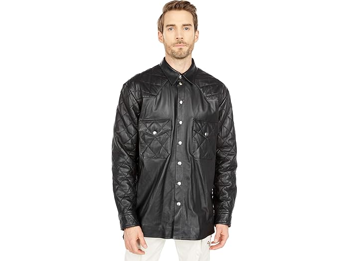 (取寄) フェイスコネクション メンズ レザー フリンジ シャツ Faith Connexion men Leather Fringe Shirt Black