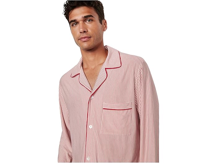 (���) ���С������� ��� �����ꥢ�� �ץ��ƥå� Pj ���å� Eberjey men William Printed PJ Set Duo Stripe Hollyred/Hollyred