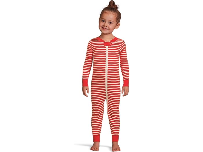 (取寄) ガールズ ストライプド 2-ウェイ ジップ スリーパー (インファント/トドラー) Hanna Andersson girls Striped 2-Way Zip Sleeper (Infant/Toddler) Poppy/Ecru