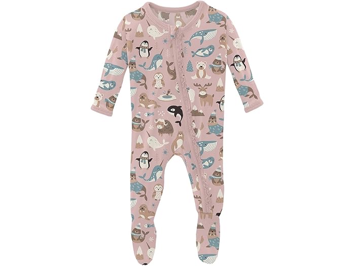 (取寄) キッキー パンツ キッズ キッズ プリント マフィン ラッフル フッティー ウィズ 2 ウェイ ジッパー (インファント) Kickee Pants Kids kids Print Muffin Ruffle Footie with 2 Way Zipper (Infant) Baby Rose Arctic Animals