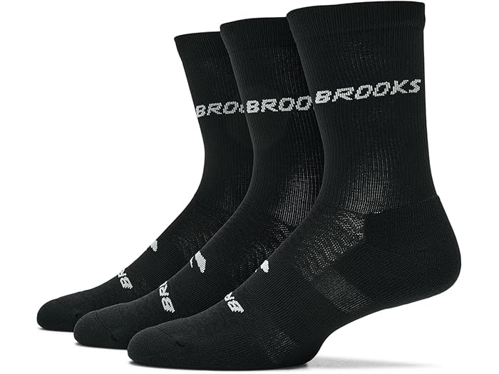 (���) �֥�å��� ��� ���-���� ���롼 3-�ѥå� Brooks men Run-In Crew 3-Pack Black/Bro...