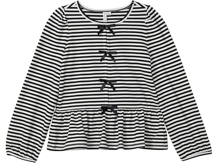 (取寄) ジャニー アンド ジャック ガールズ ストライプ ボウ トップ (トドラー/リトル キッド/ビッグ キッド) Janie and Jack girls Stripe Bow Top (Toddler/Little Kid/Big Kid) Black