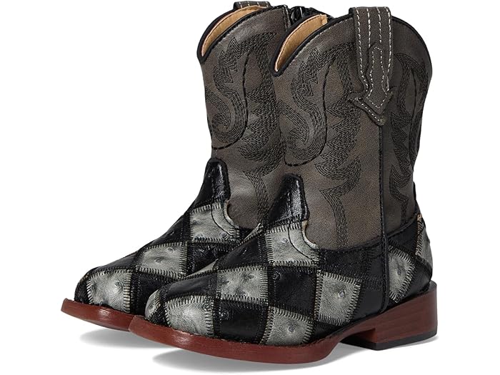 (取寄) ローパー キッズ ガールズ バード ブロックス (トドラー) Roper Kids girls Bird Blocks (Toddler) Black/Grey Faux Ostrich Patchwork Vamp