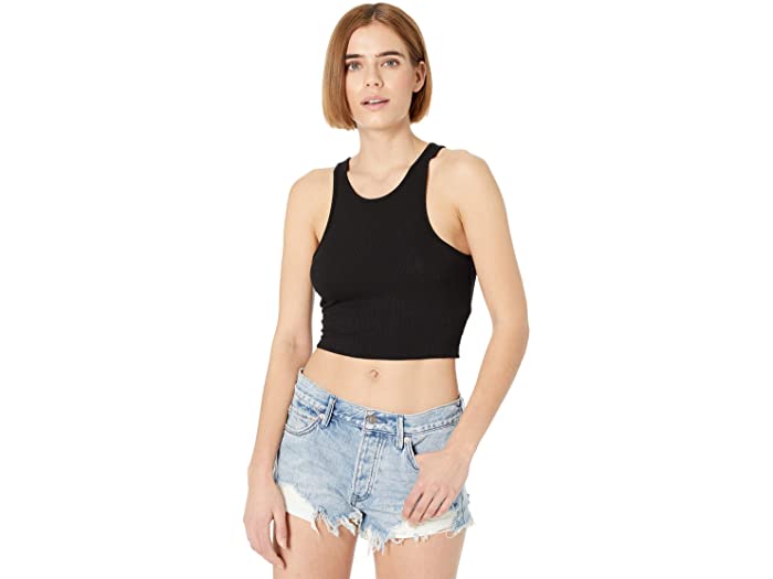 (取寄) フリーピープル レディース ハイ ネック リブド クロップ Free People women High Neck Ribbed Crop Black