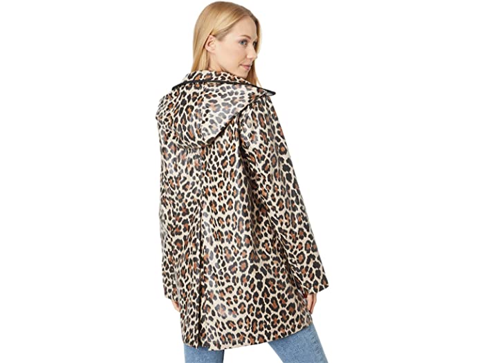 (取寄) ケイトスペード フーデット ジップ フロント PU マット コーテッド ジャケット Kate Spade New York Hooded Zip Front PU Matte Coated Jacket Classic Leopard