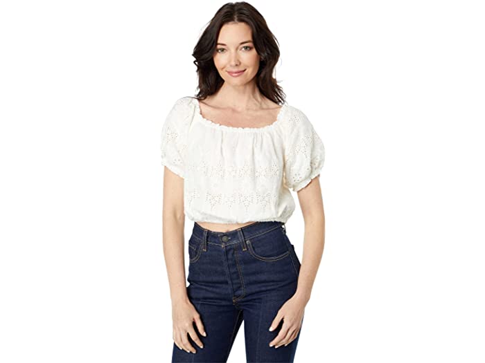 (取寄) ラッキーブランド レディース オフショルダー レース クロップ トップ Lucky Brand women Off-the-Shoulder Lace Crop Top White