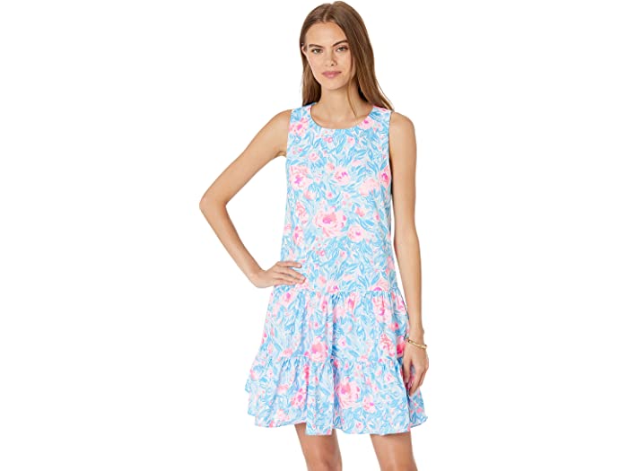 () [ sbc@[ fB[X g[i hX Lilly Pulitzer women Lilly Pulitzer Trina Dress Bondi Blue My Little Peony