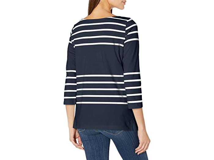 (取寄) ノーティカ レディース ウィメンズ ボートネック 3/4 スリーブ 100パーセント コットン シャツ Nautica women Womens Boatneck 3/4 Sleeve 100% Cotton Shirt Navy Blue