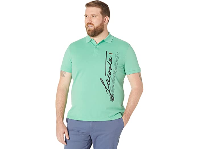 (取寄) ラコステ メンズ ショート スリーブ グラフィック シグニチャー オン サイド ポロ Lacoste men Short Sleeve Graphic Signature On Side Polo Clover Green