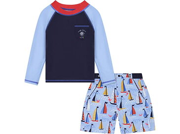 (取寄) ボーイズ ツーピース ラッシュガード スイム セット (トドラー/リトル キッズ) 100パーセント ANDY & EVAN KIDS boys Two-Piece Rashguard Swim Set (Toddler/Little Kids) 1 Light Blue Sail