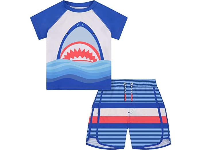 (取寄) ボーイズ ツーピース ラッシュガード スイム セット (トドラー/リトル キッズ) ANDY & EVAN KIDS boys Two-Piece Rashguard Swim Set (Toddler/Little Kids) White Shark