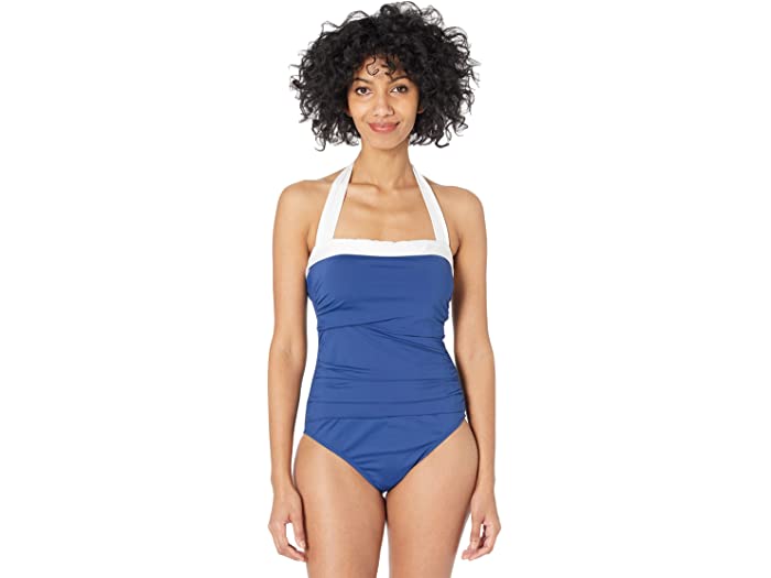 (取寄) ローレン ラルフローレン レディース ベル エア シャード ヘアバンド ワンピース LAUREN Ralph Lauren women Bel Air Shirred Bandeau One-Piece Sapphire