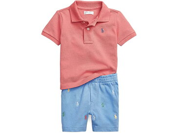 (取寄) ラルフローレン キッズ ボーイズ メッシュ ポロ シャツ アンド ショーツ セット (インファント) Polo Ralph Lauren Kids boys Mesh Polo Shirt & Shorts Set (Infant) Adirondack Berry