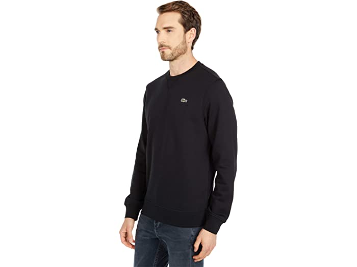(取寄) ラコステ メンズ ロング スリーブ ソリッド カラー スウェットシャツ Lacoste men Long Sleeve Solid Color Sweatshirt Black/Black