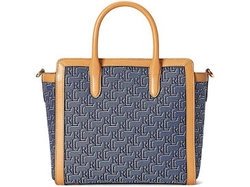 (取寄) ローレン ラルフローレン レディース モノグラム ジャカード ミディアム タイラー トート LAUREN Ralph Lauren women Monogram Jacquard Medium Tyler Tote Denim Blue/Buff