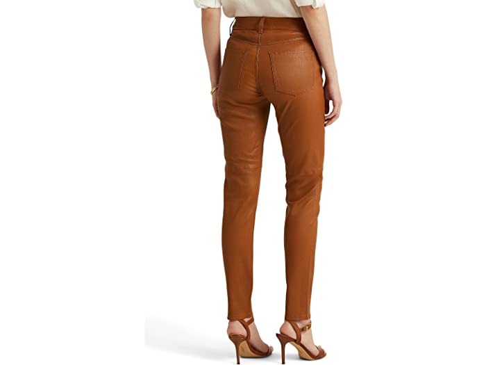 (取寄) ローレン ラルフローレン レディース ナッパ レザー ハイライズ スキニー アンクル パンツ LAUREN Ralph Lauren women Nappa Leather High-Rise Skinny Ankle Pants Cuoio
