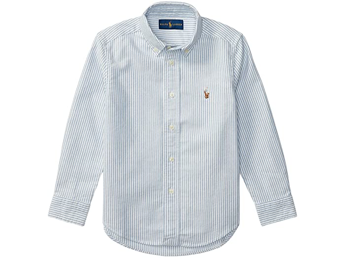 (取寄) ラルフローレン キッズ ボーイズ ストライプド コットン オックスフォード シャツ (リトル キッズ) Polo Ralph Lauren Kids boys Striped Cotton Oxford Shirt (Little Kids) Light Blue Stripe