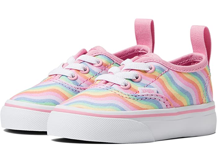 (取寄) バンズ キッズ ガールズ オーセンティック エラスティック レース (インファント/トドラー) Vans Kids girls Authentic Elastic Lace (Infant/Toddler) (Wavy Rainbow) Begonia Pink/True White