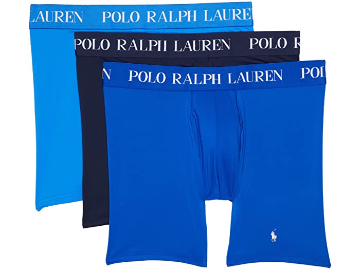 (取寄) ラルフローレン メンズ 4-D-フレックス パフォーマンス メッシュ ボクサー ブリーフ 3パック Polo Ralph Lauren men 4-D-Flex Performance Mesh Boxer Briefs 3-Pack Colby Blue/Pacific Royal/Cruise Navy