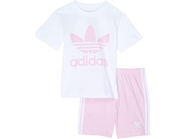 (取寄) アディダス オリジナルス キッズ ガールズ トレフォイル ショーツ ティー セット (インファント/トドラー) adidas Originals Kids girls Trefoil Shorts Tee Set (Infant/Toddler) White/True Pink