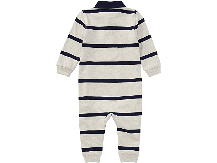 (取寄) ラルフローレン キッズ ボーイズ ストライプド コットン ラグビー カバーオール (インファント) Polo Ralph Lauren Kids boys Striped Cotton Rugby Coverall (Infant) Light Sport Heather Multi