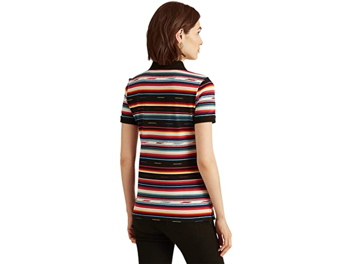 (取寄) ローレン ラルフローレン レディース ピティート ストライプド ポロ シャツ LAUREN Ralph Lauren women Petite Striped Piqu Polo Shirt Black Multi