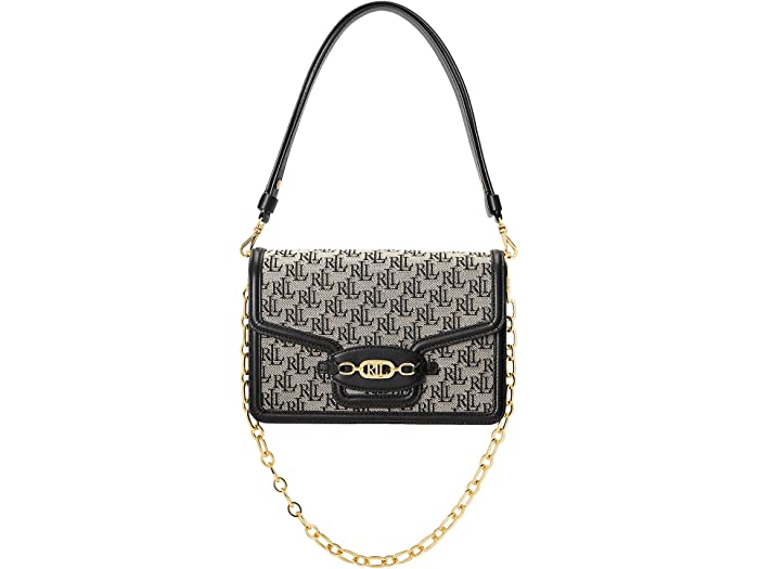 (取寄) ローレン ラルフローレン レディース モノグラム ジャカード ミディアム バッグ LAUREN Ralph Lauren women Monogram Jacquard Medium Sydnee Bag Black/Black