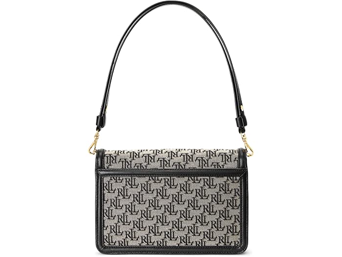 (取寄) ローレン ラルフローレン レディース モノグラム ジャカード ミディアム バッグ LAUREN Ralph Lauren women Monogram Jacquard Medium Sydnee Bag Black/Black